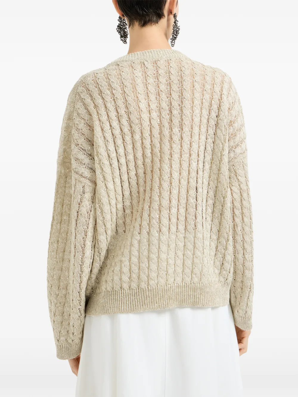 Brunello Cucinelli Kabelgebreide trui Beige