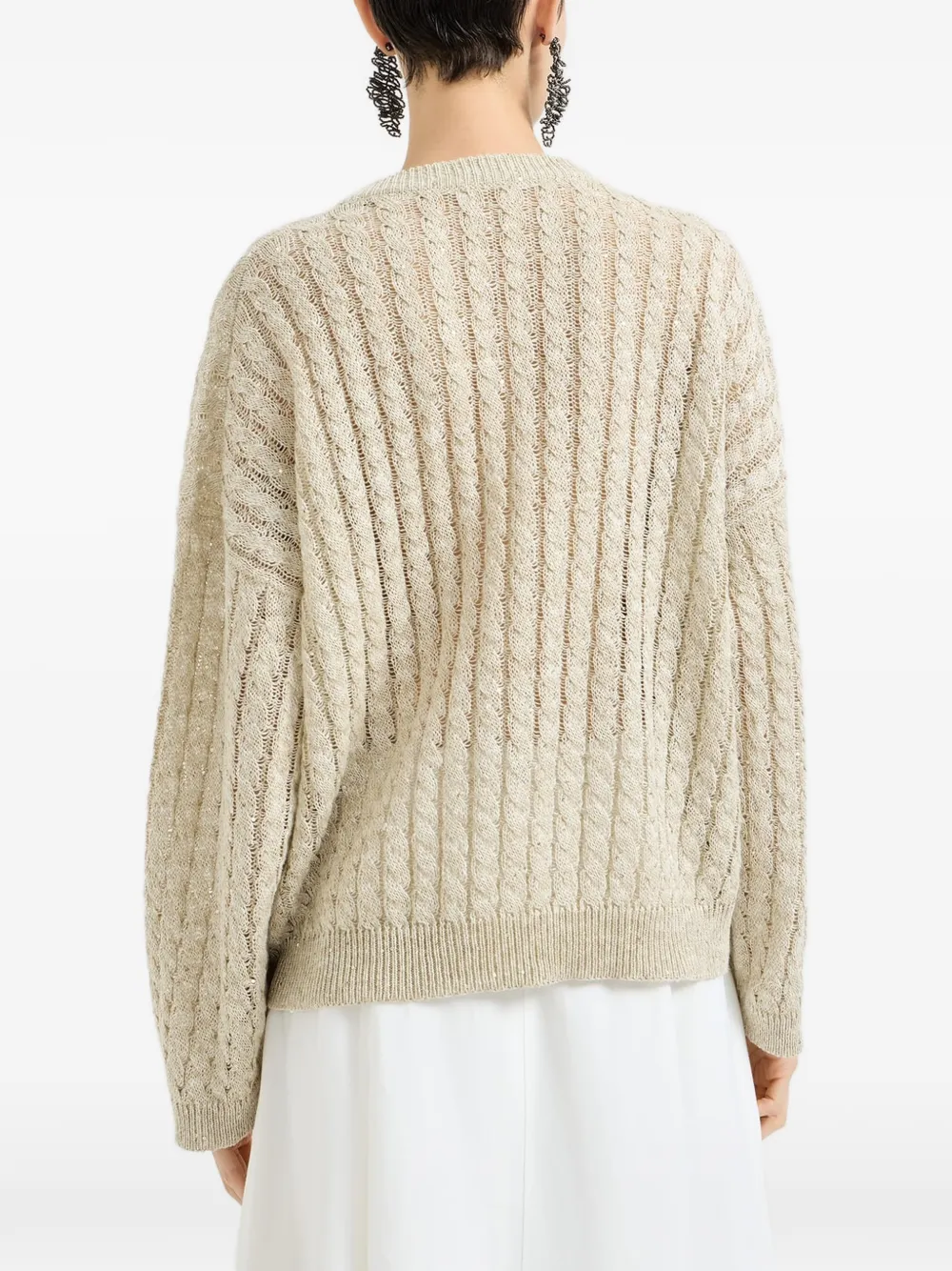 Brunello Cucinelli Kabelgebreide trui Beige