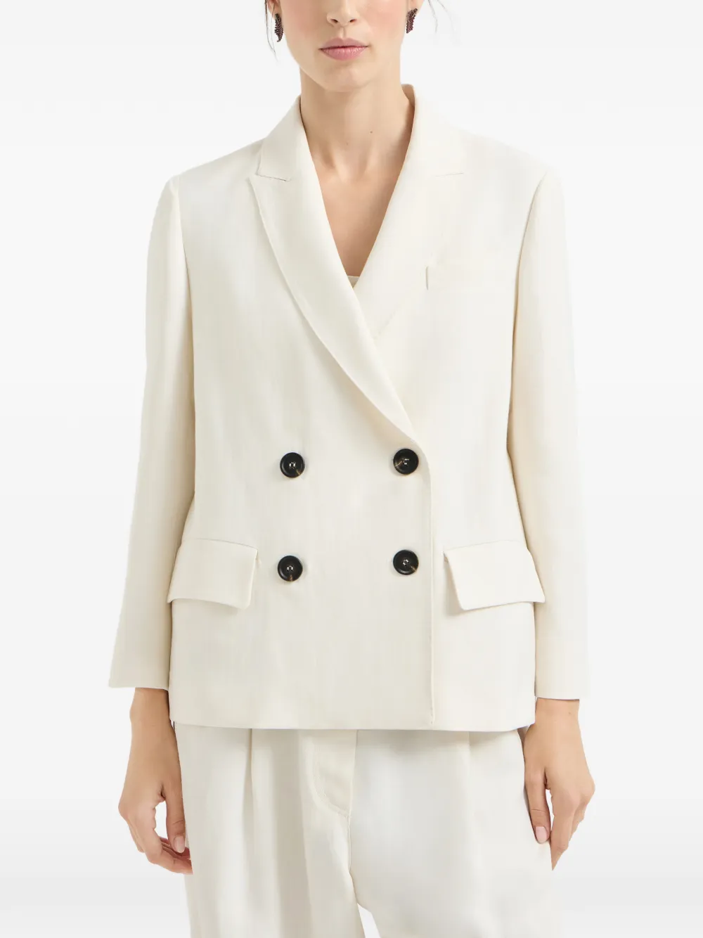 Monili-Detail Double-Breasted Blazer