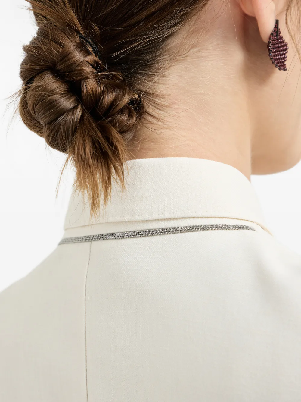 Monili-Detail Double-Breasted Blazer