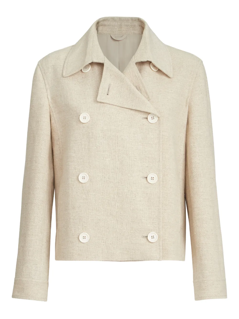 Brunello Cucinelli Crop Caban Jacket With Monili In Neutral
