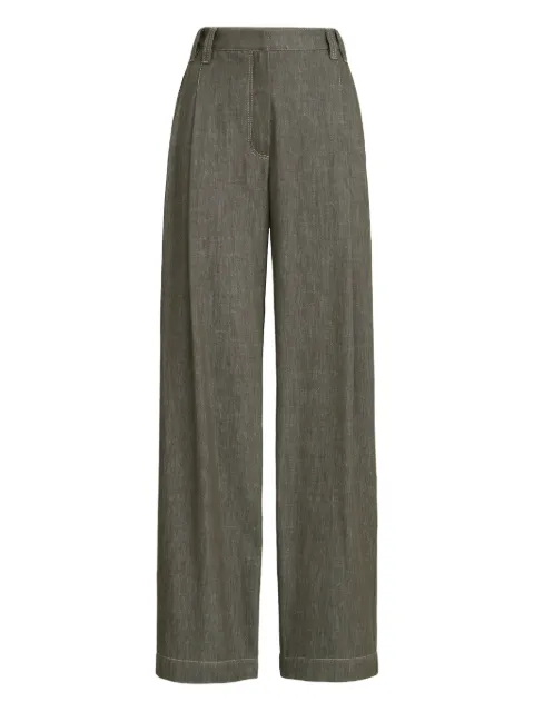 Brunello Cucinelli denim-effect pleated trousers