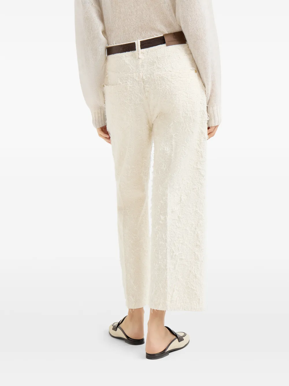 Brunello Cucinelli Broek met pluizige textuur Beige