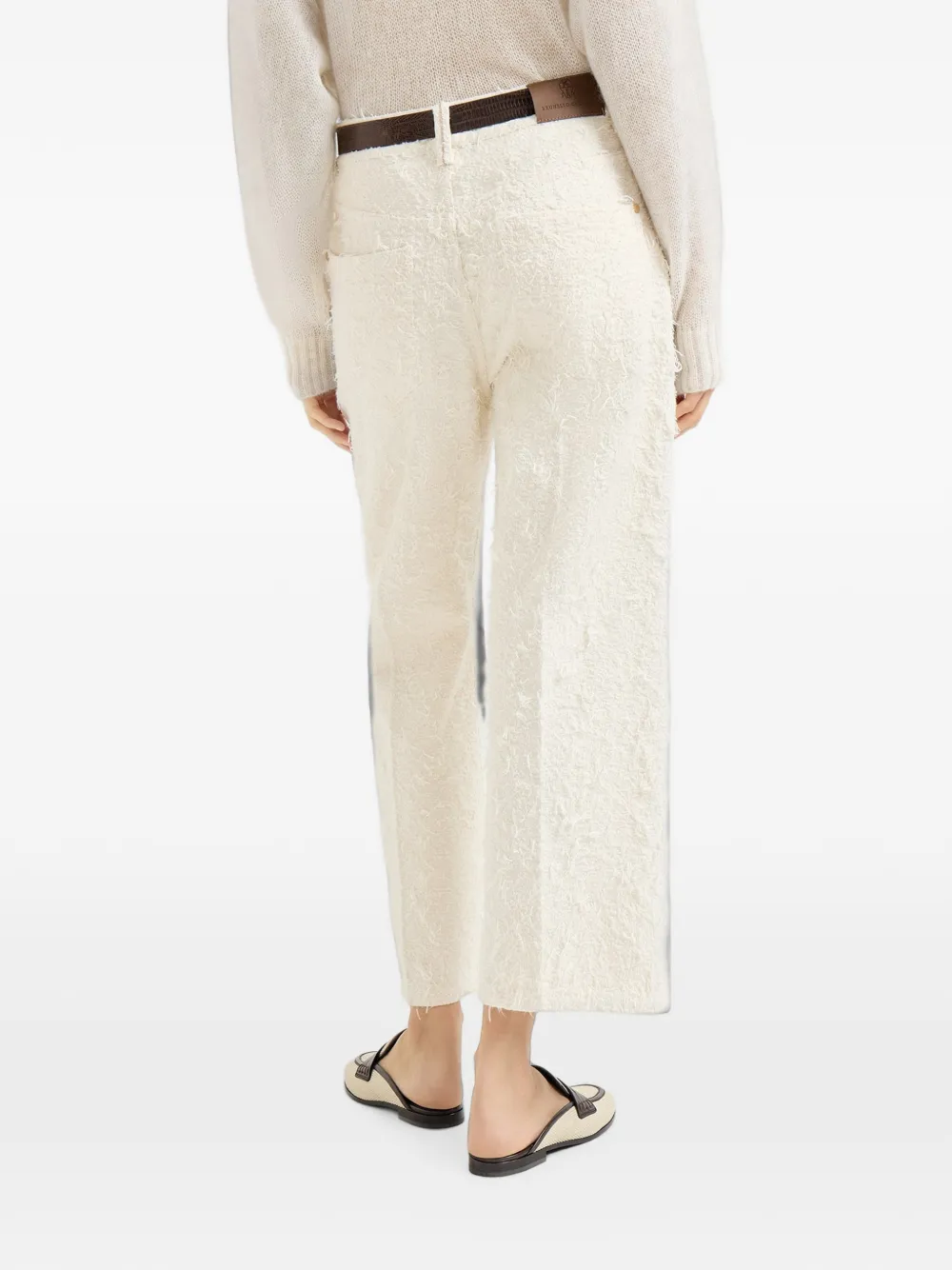Brunello Cucinelli Broek met pluizige textuur Beige