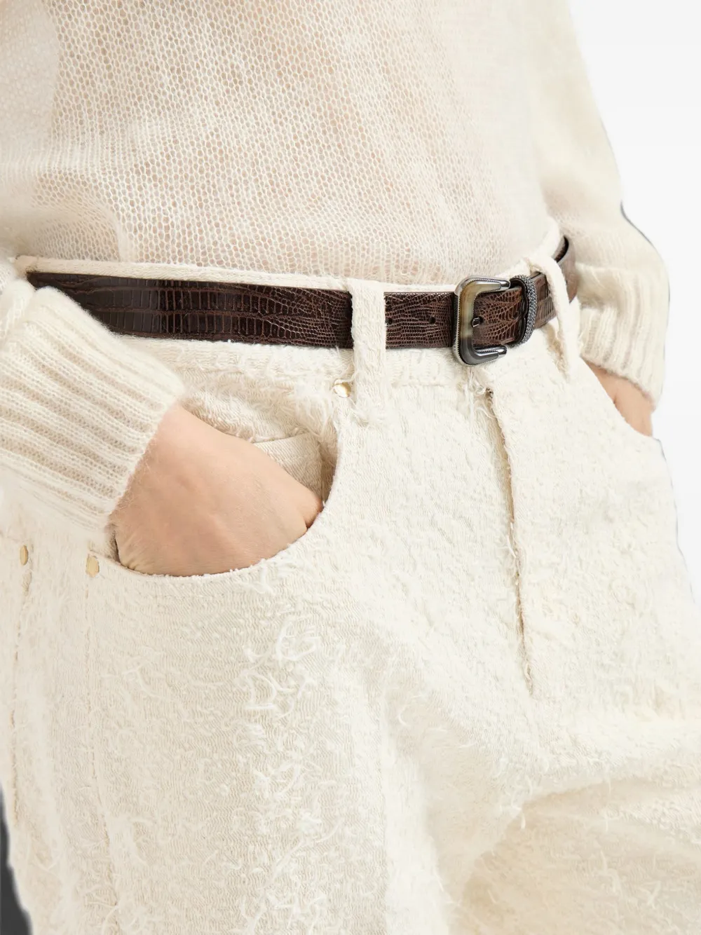 Brunello Cucinelli Broek met pluizige textuur Beige