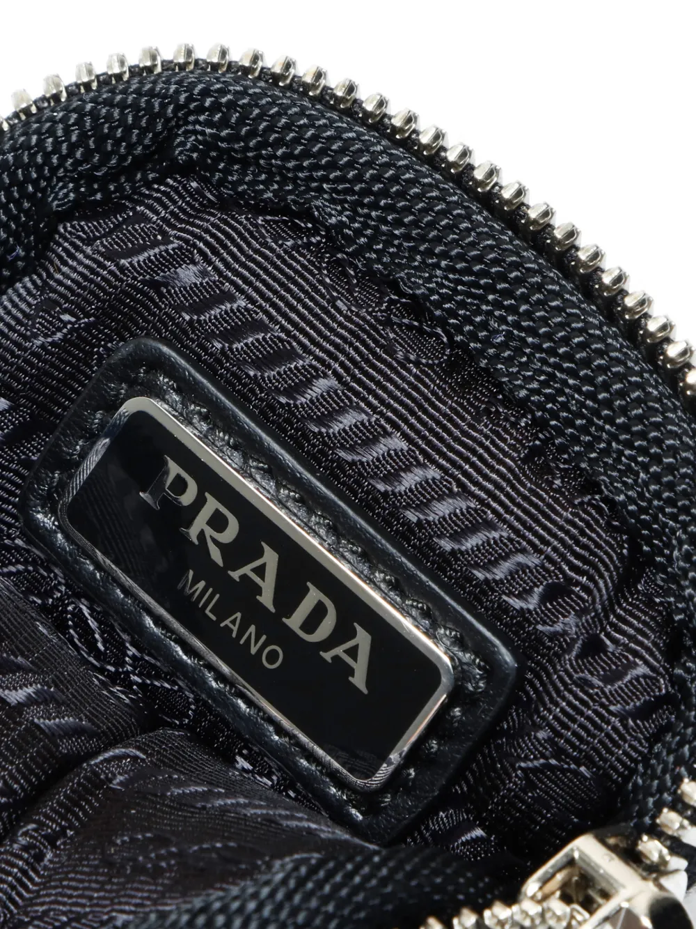 Pre-owned Prada 2020-2025 Mini Zip Coin Purse In Black