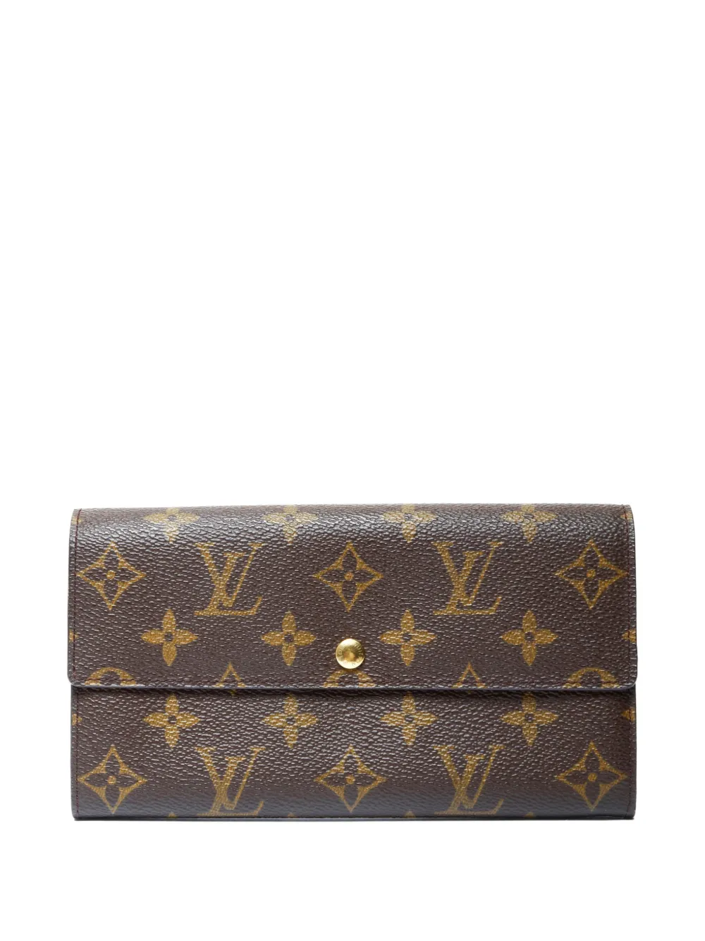 Pre-owned Louis Vuitton 2001 Sarah Monogram Snap Wallet In Brown