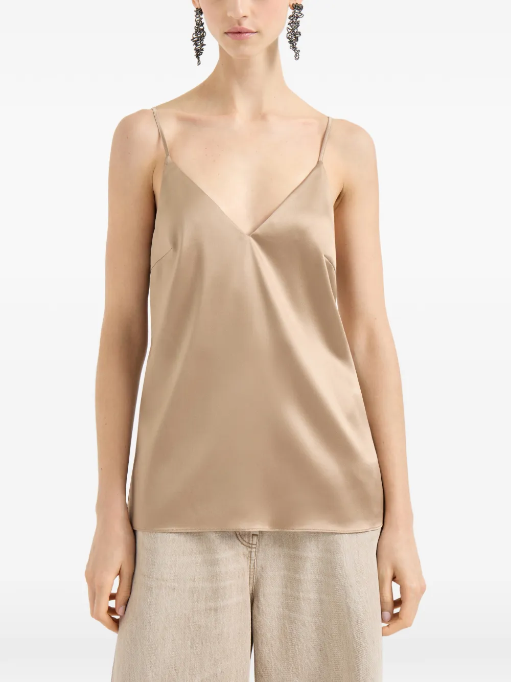  Brunello Cucinelli V-neck Top - Neutrals 