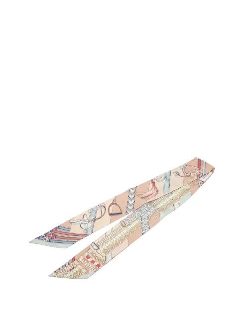 Hermès Pre-Owned 2019-2025 Brides et Gris Gris Silk Twilly Scarf scarves