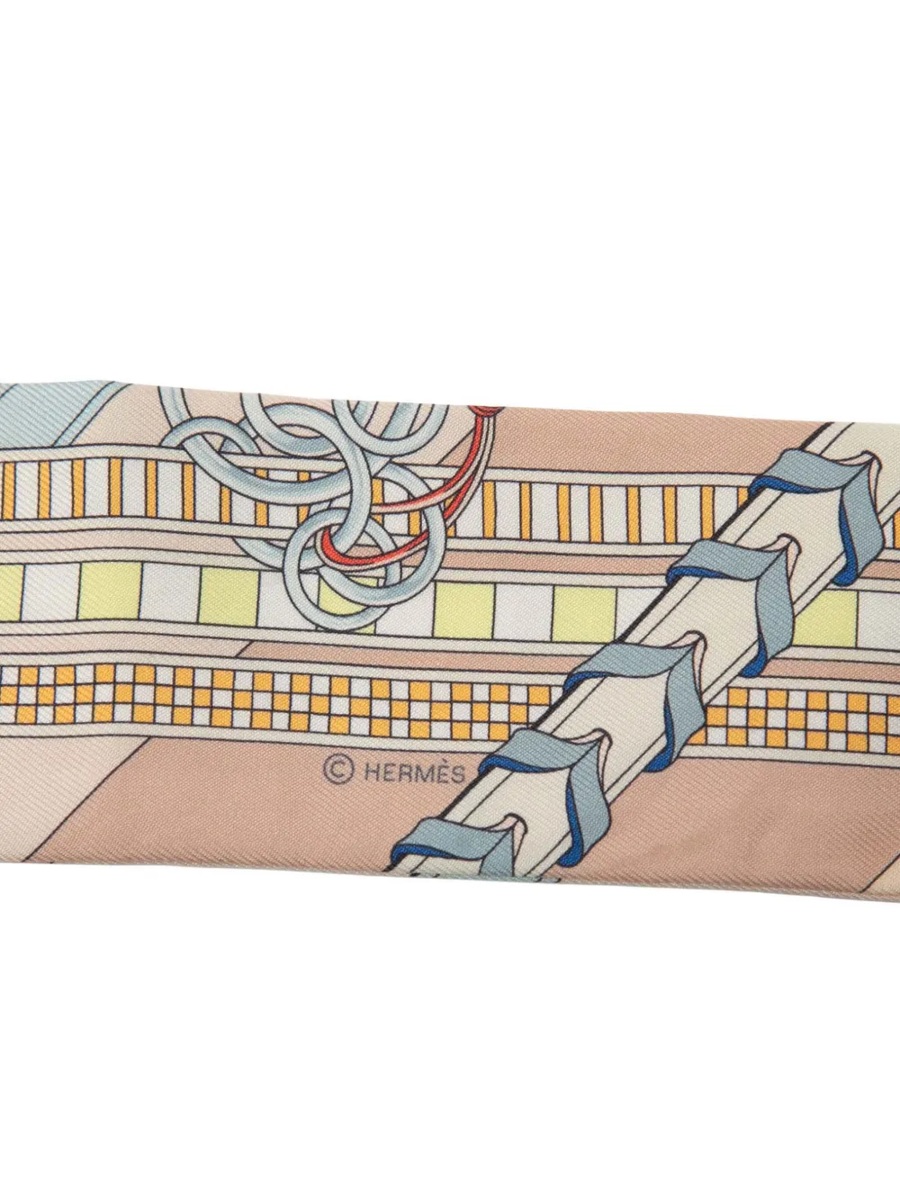 HERMES Pre-owned 2019-2025 Brides Et Gris Gris Silk Twilly Scarf Scarves In Brown