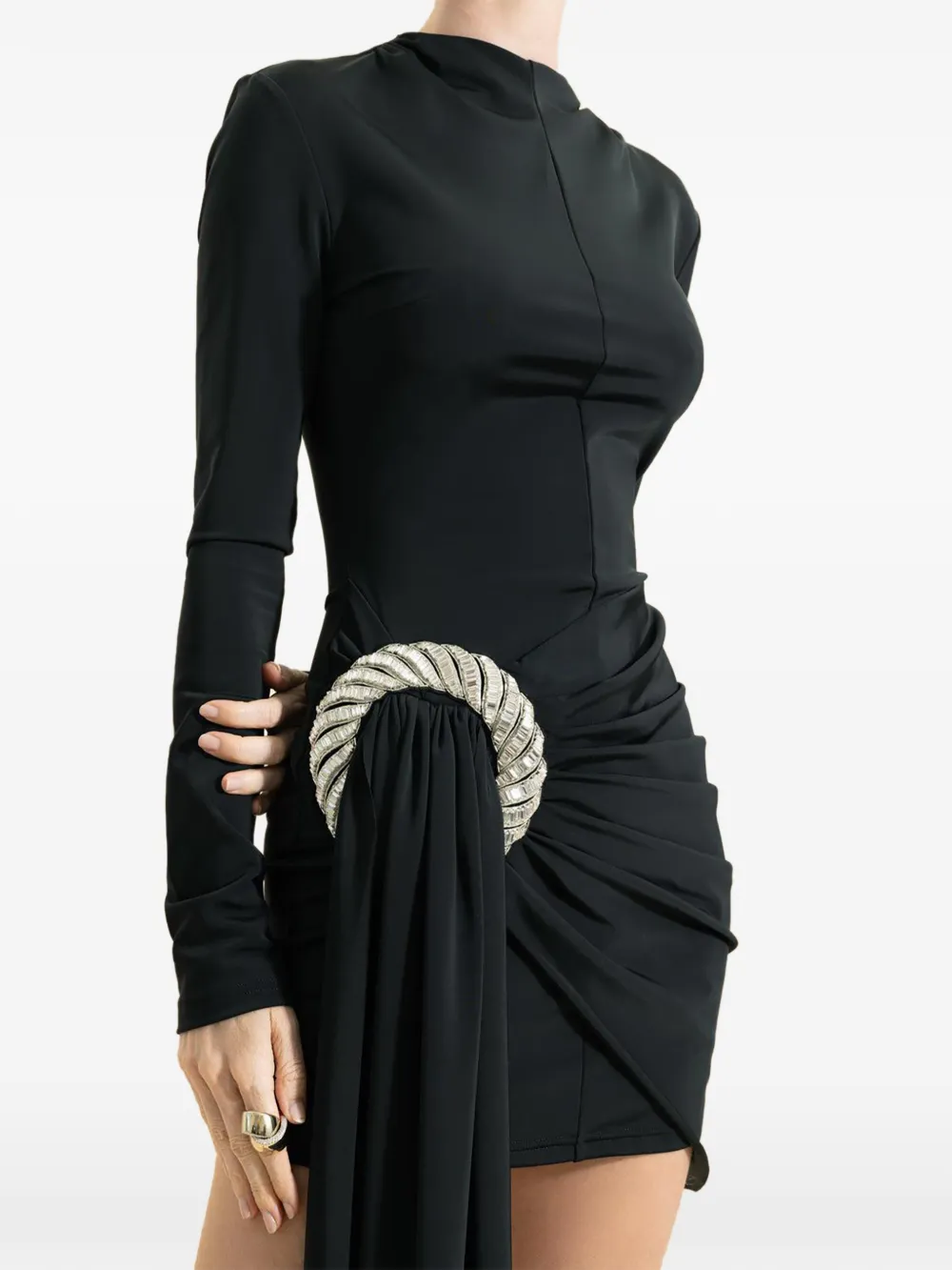 David Koma Spiral-drape Mini Dress In Black