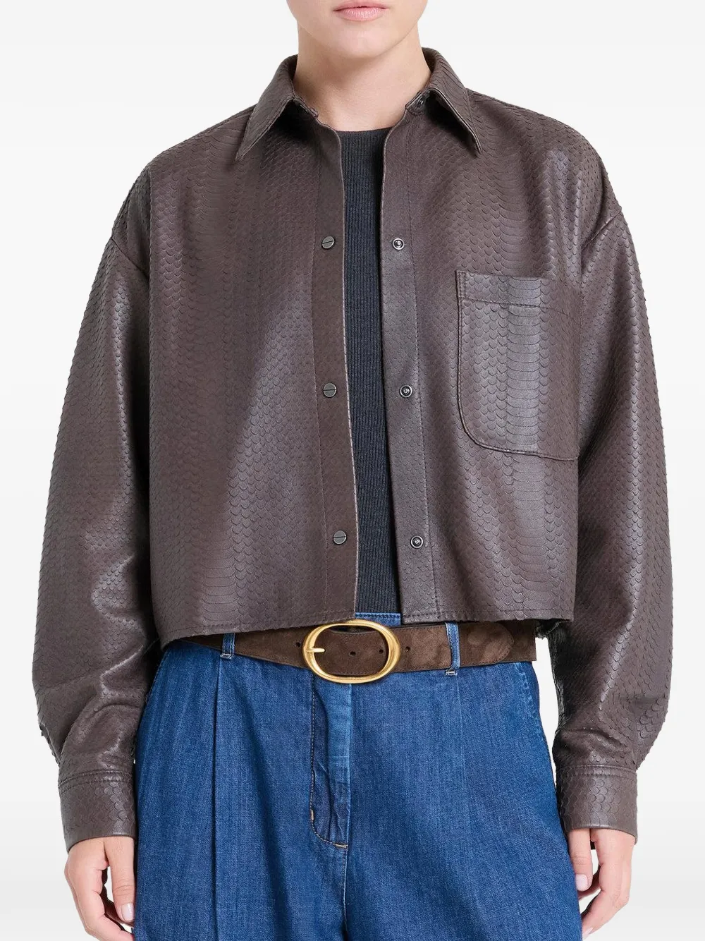 TWP pocket scale effect jacket | Brown | Image 1