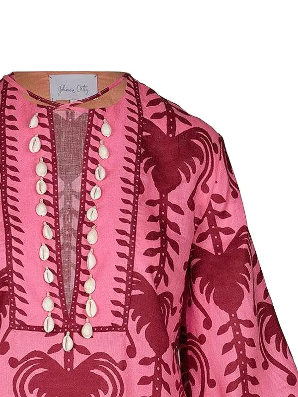 Johanna Ortiz Wild Savannah Tunic Dress in Pink,Burgundy - size 0 Johanna Ortiz Wild Savannah Tunic Dress in Pink,Burgundy - size 0
