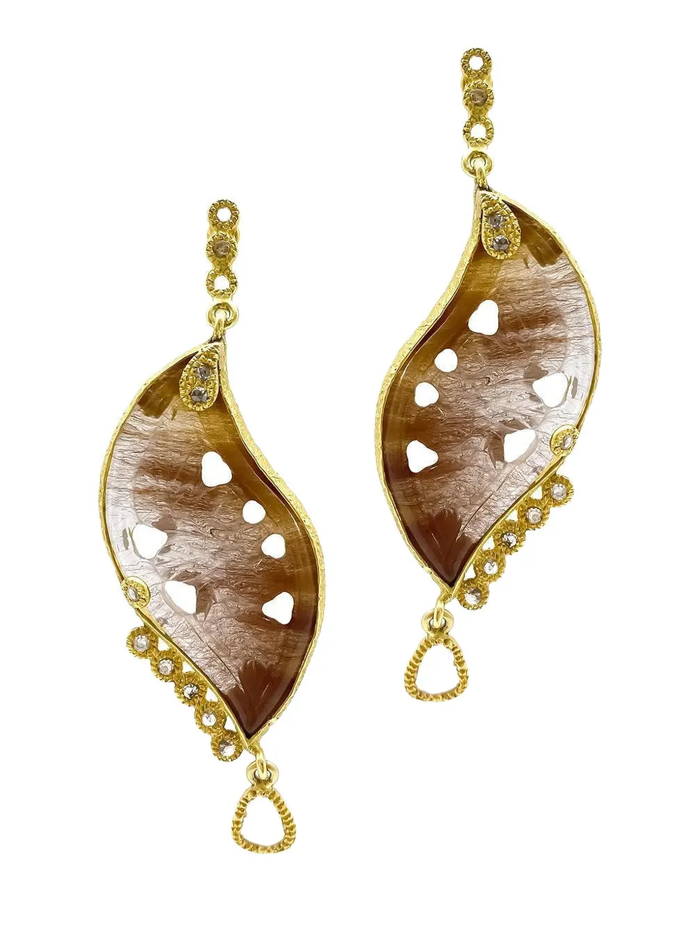 Coomi 20k Yellow Gold Diamond And Rutilite Affinity Earrings In Gold