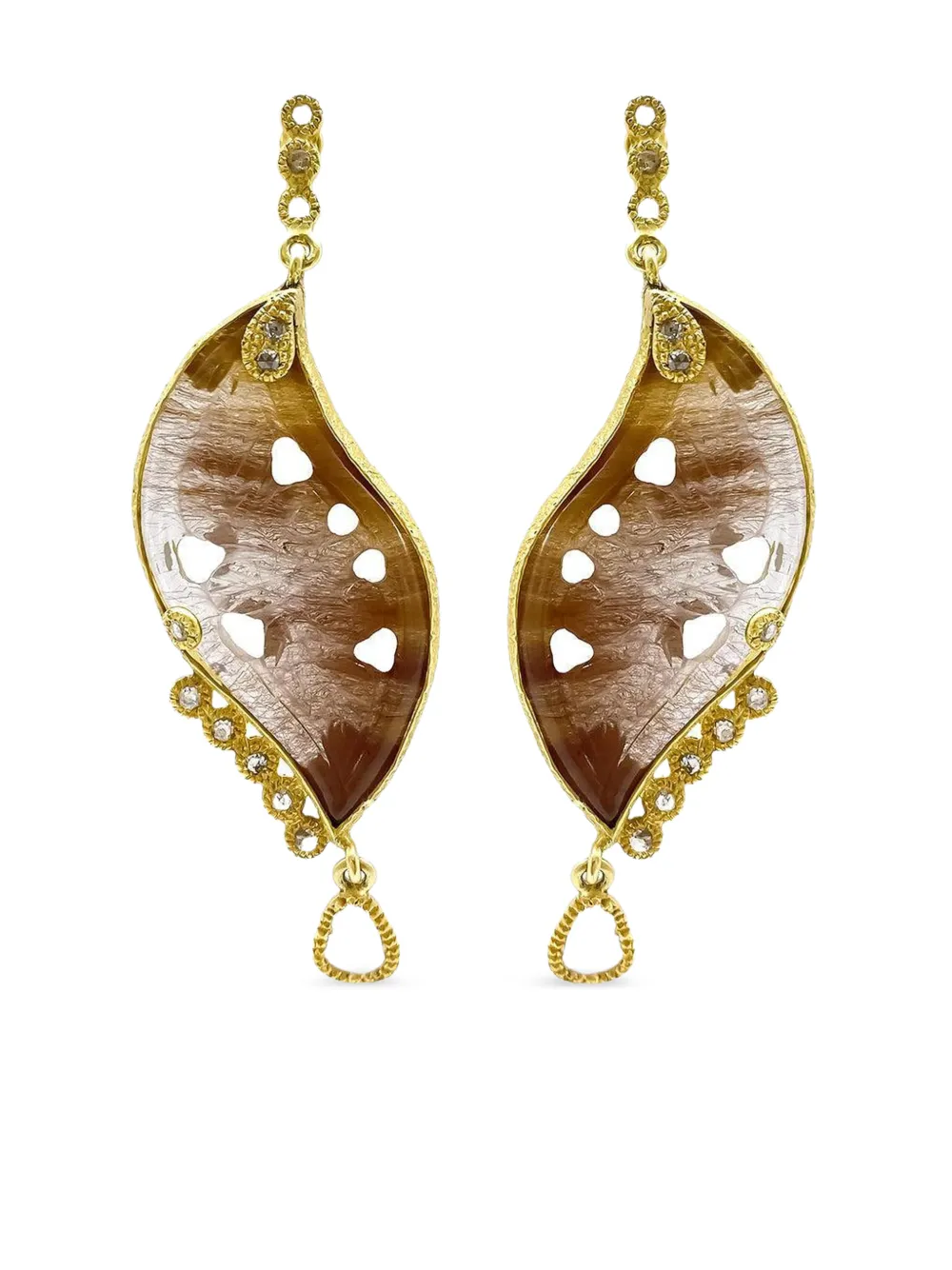 COOMI 20K yellow gold diamond and rutilite affinity earrings - Oro