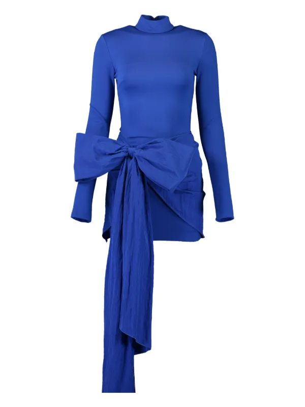 David Koma long-sleeve bow-detail Mini Dress | Blue | FARFETCH