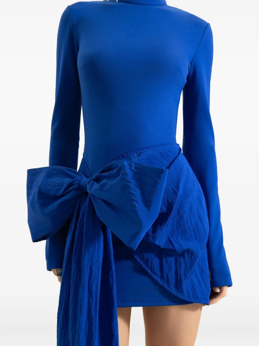 Long-Sleeve Bow-Detail Mini Dress