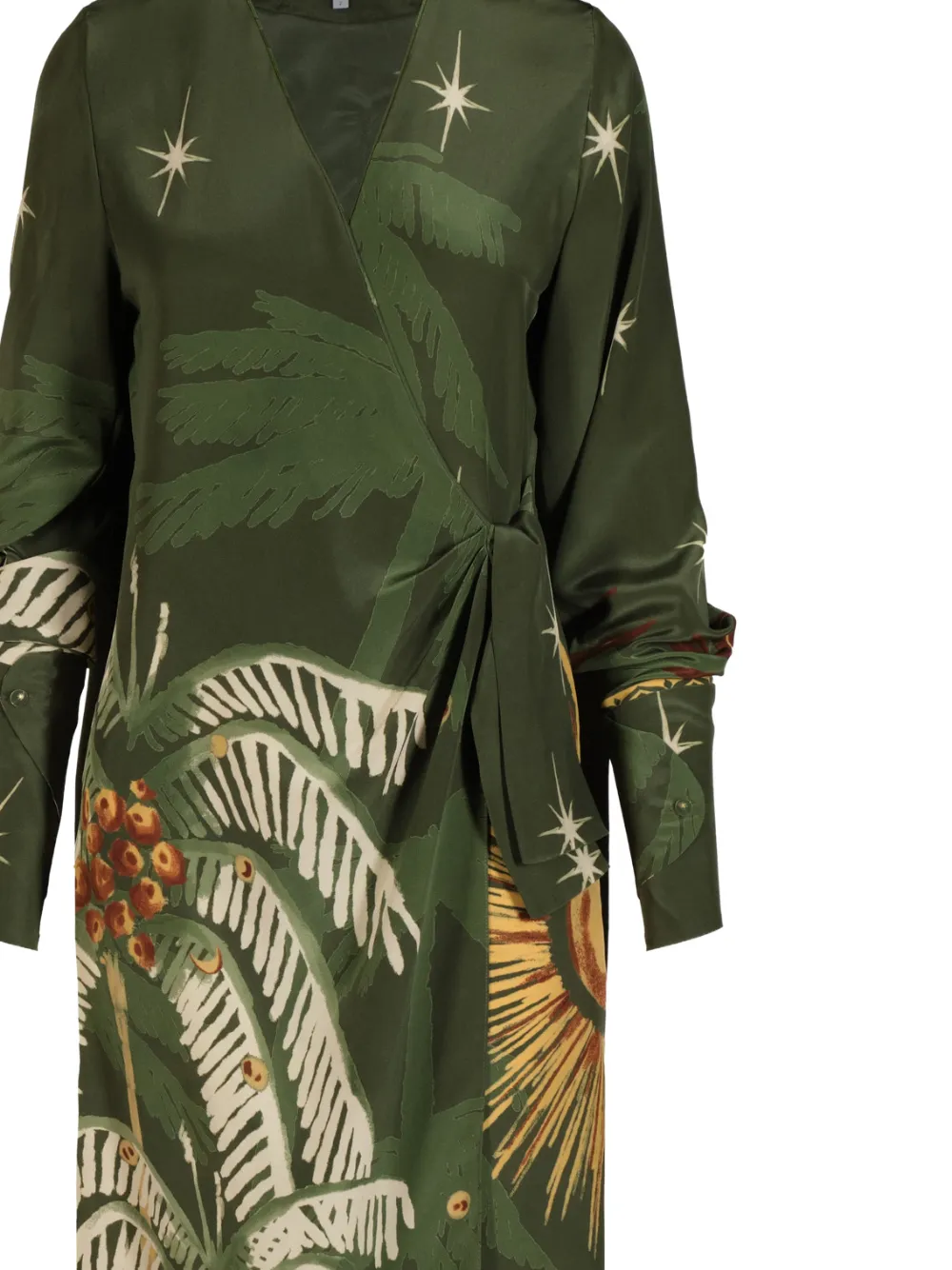 Johanna Ortiz Maxi-wikkeljurk met print - Groen
