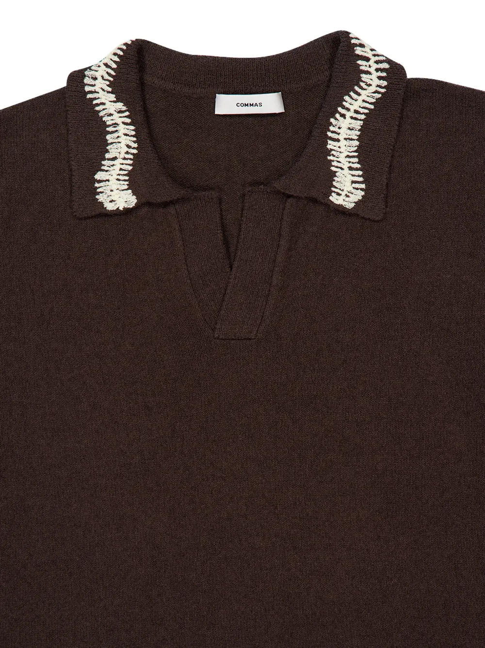  Commas Crochet Polo Shirt - Brown 