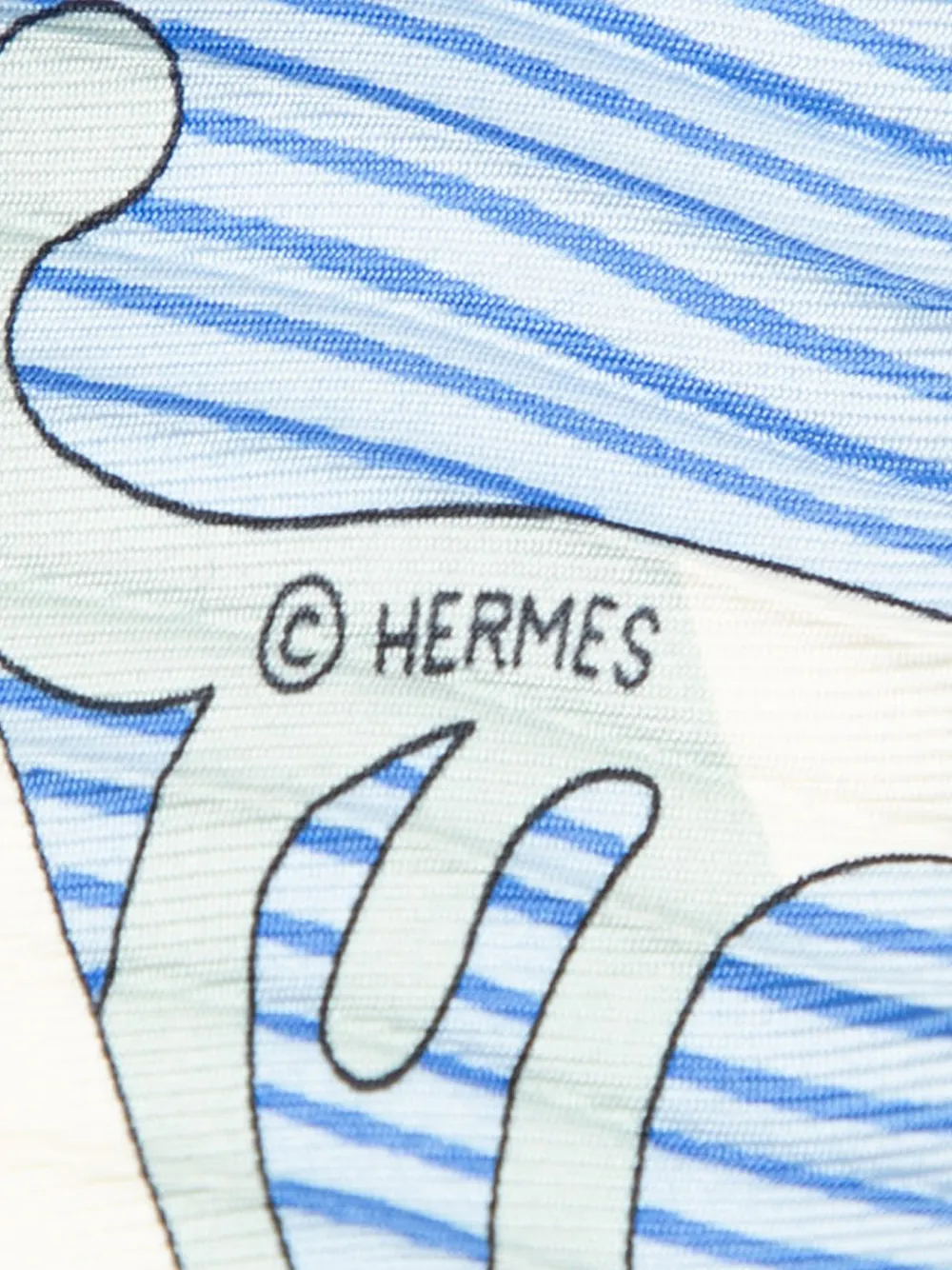 HERMES Pre-owned 20th Century Varangues Pleated Silk Scarf Scarves In Blue