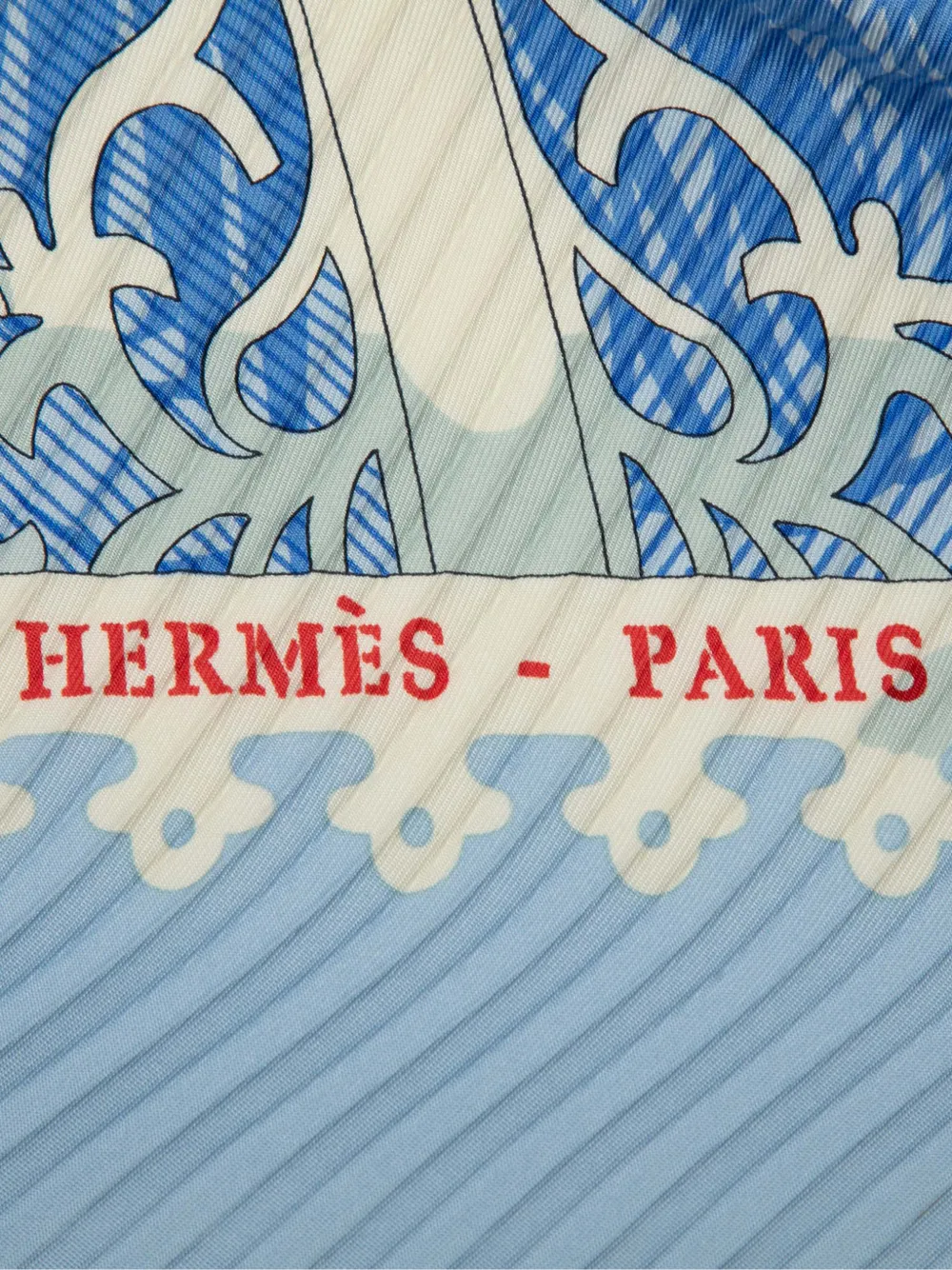 HERMES Pre-owned 20th Century Varangues Pleated Silk Scarf Scarves In Blue
