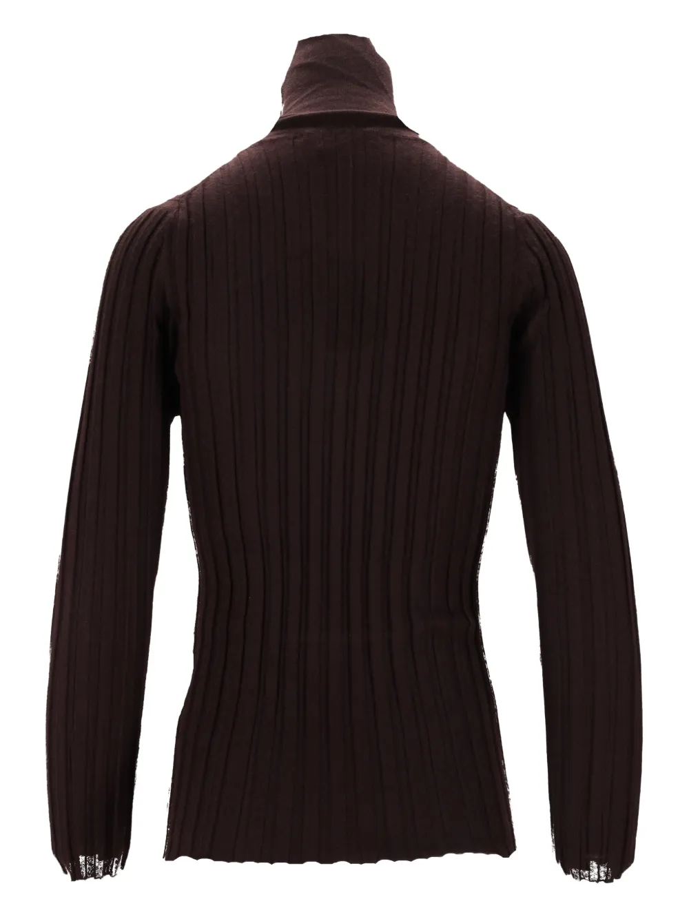 La Rose Turtleneck Ribbed Sweater In Brown
