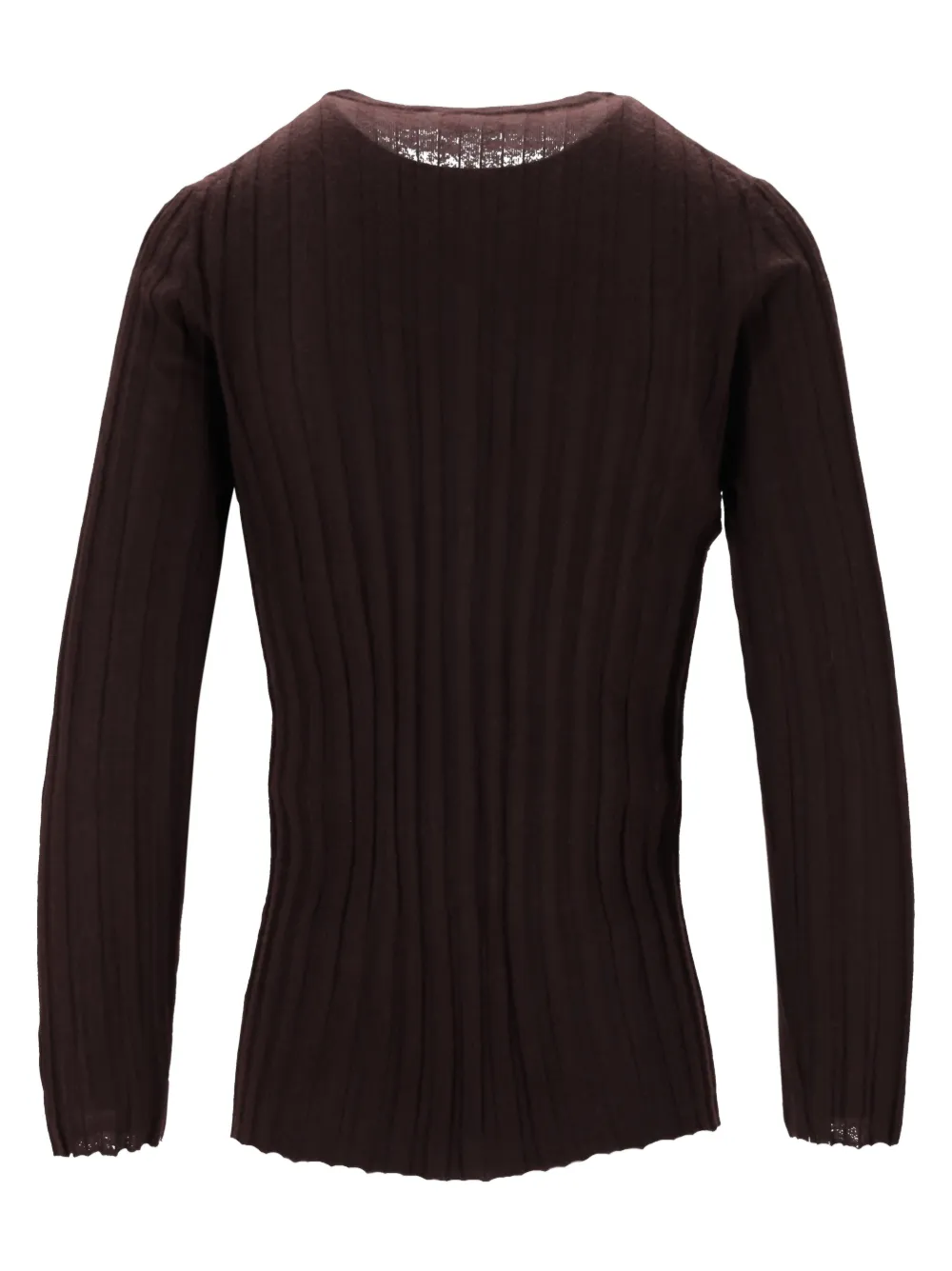  La-rose Ribbed Button Cardigan - Brown 