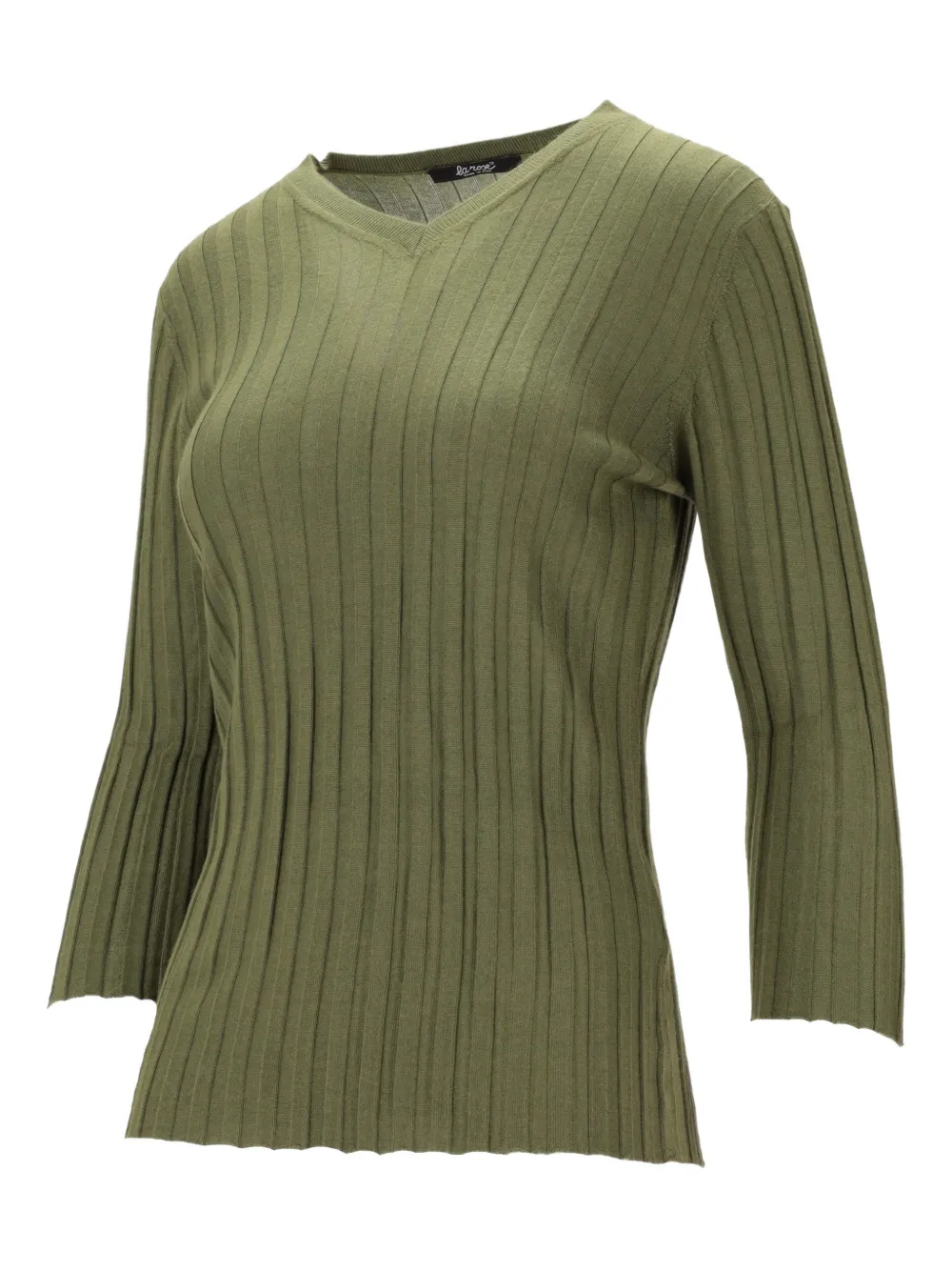  La-rose V-neck Ribbed Top - Green 