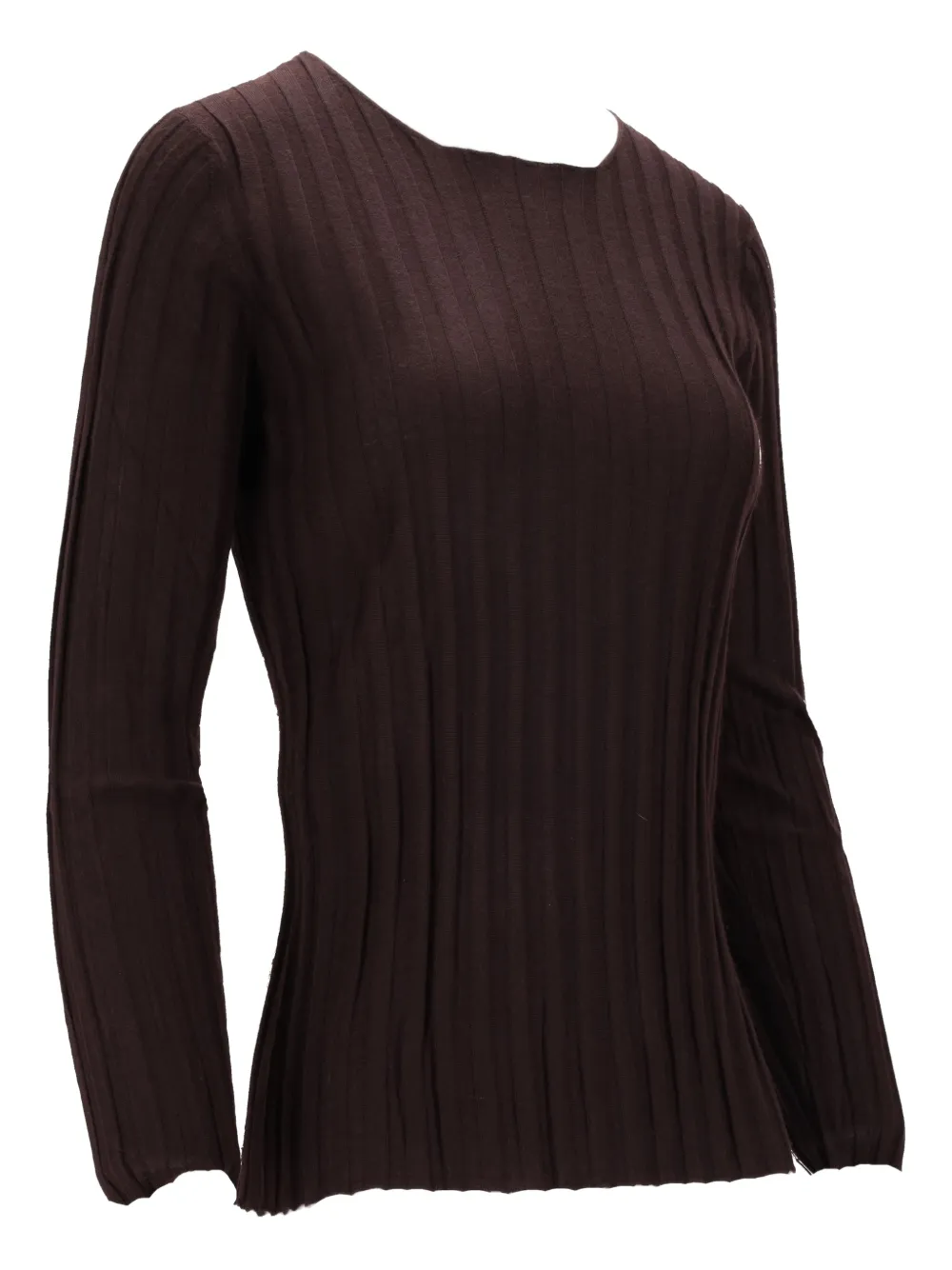  La-rose Ribbed Round-neck Top - Brown 