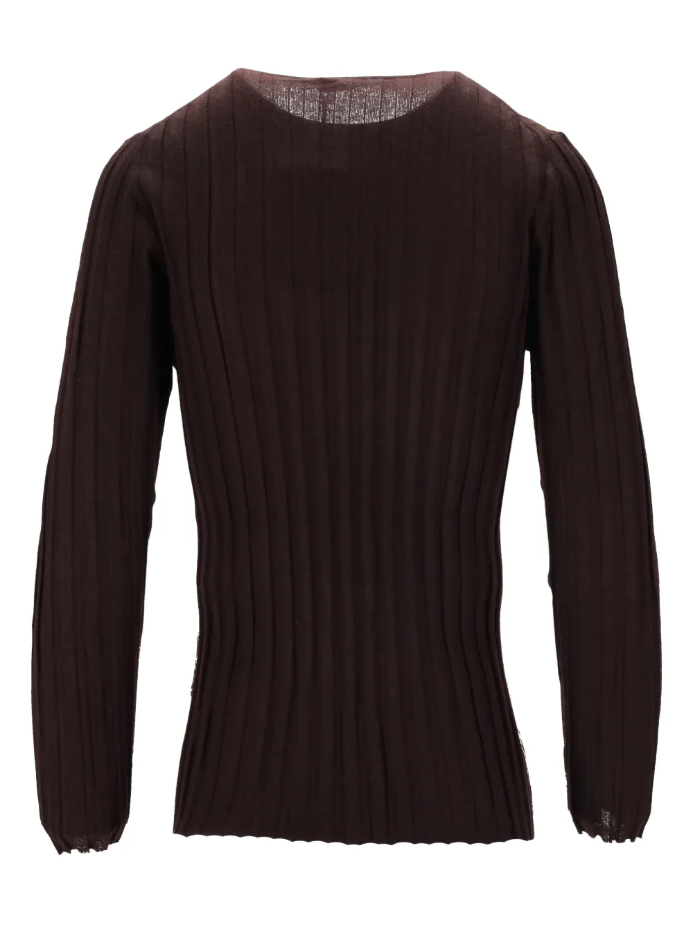  La-rose Ribbed Round-neck Top - Brown 