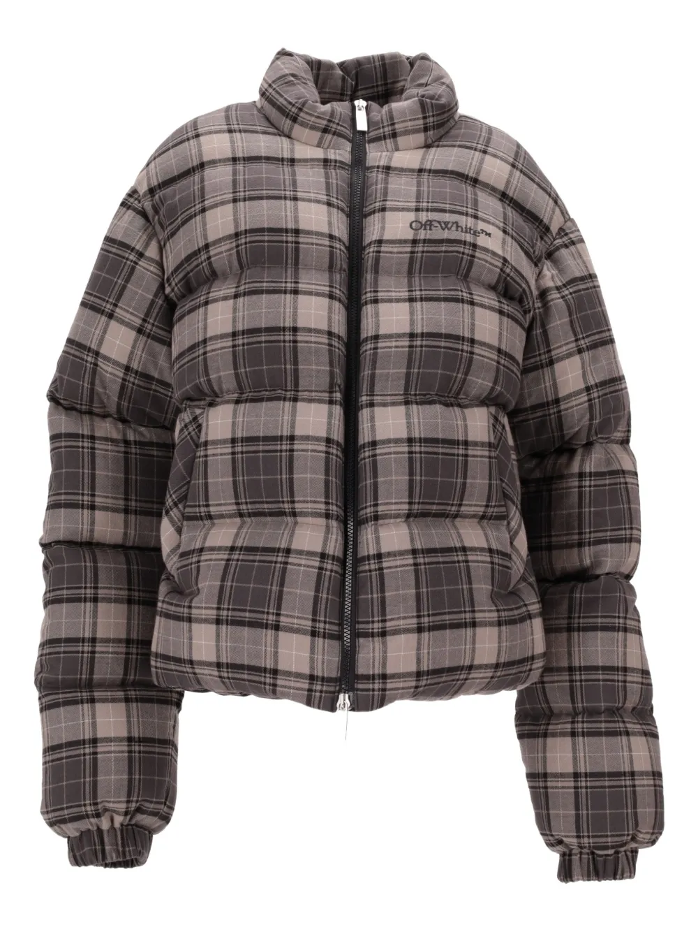 Off-White spray check flannel down jacket | Grey | Image 1