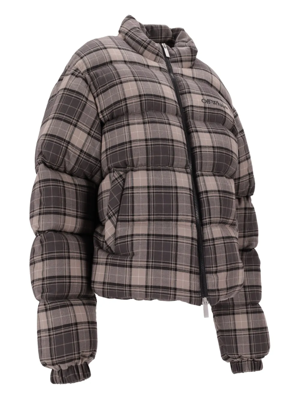  Off-white Spray Check Flannel Down Jacket - Grey 