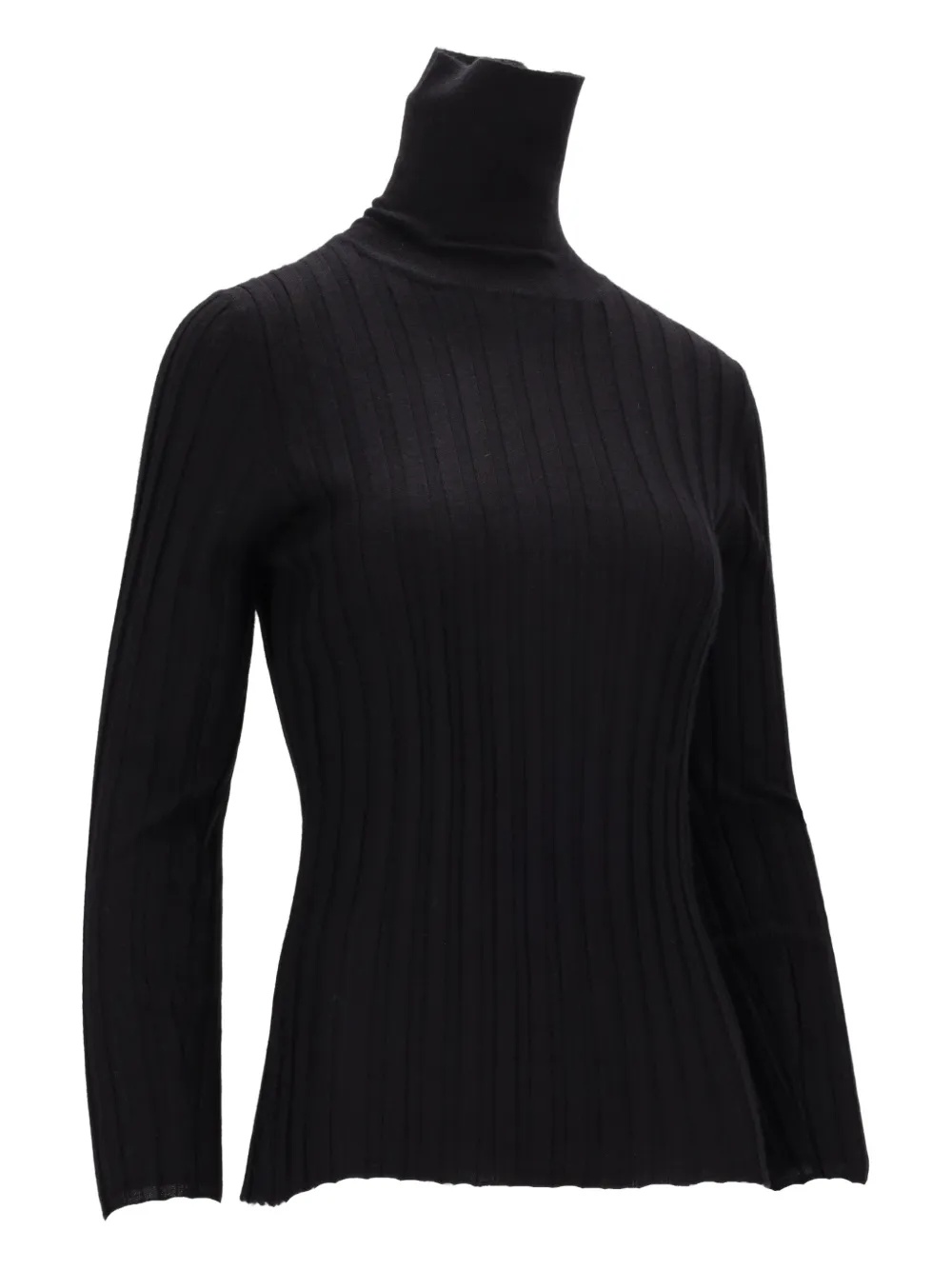  La-rose High-neck Ribbed Top - Black 