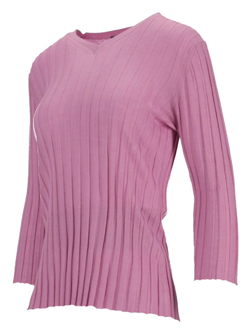  La-rose V-neck Ribbed Top - Pink 