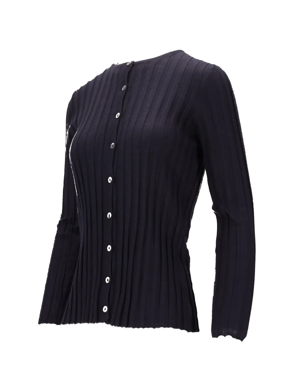 La-Rose Geribbeld vest met knoop Blauw