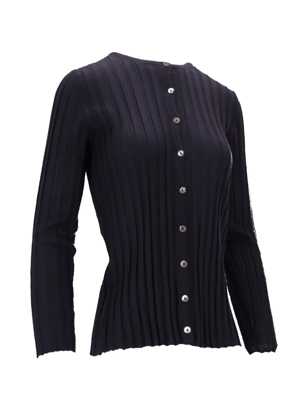 La-Rose Geribbeld vest met knoop Blauw