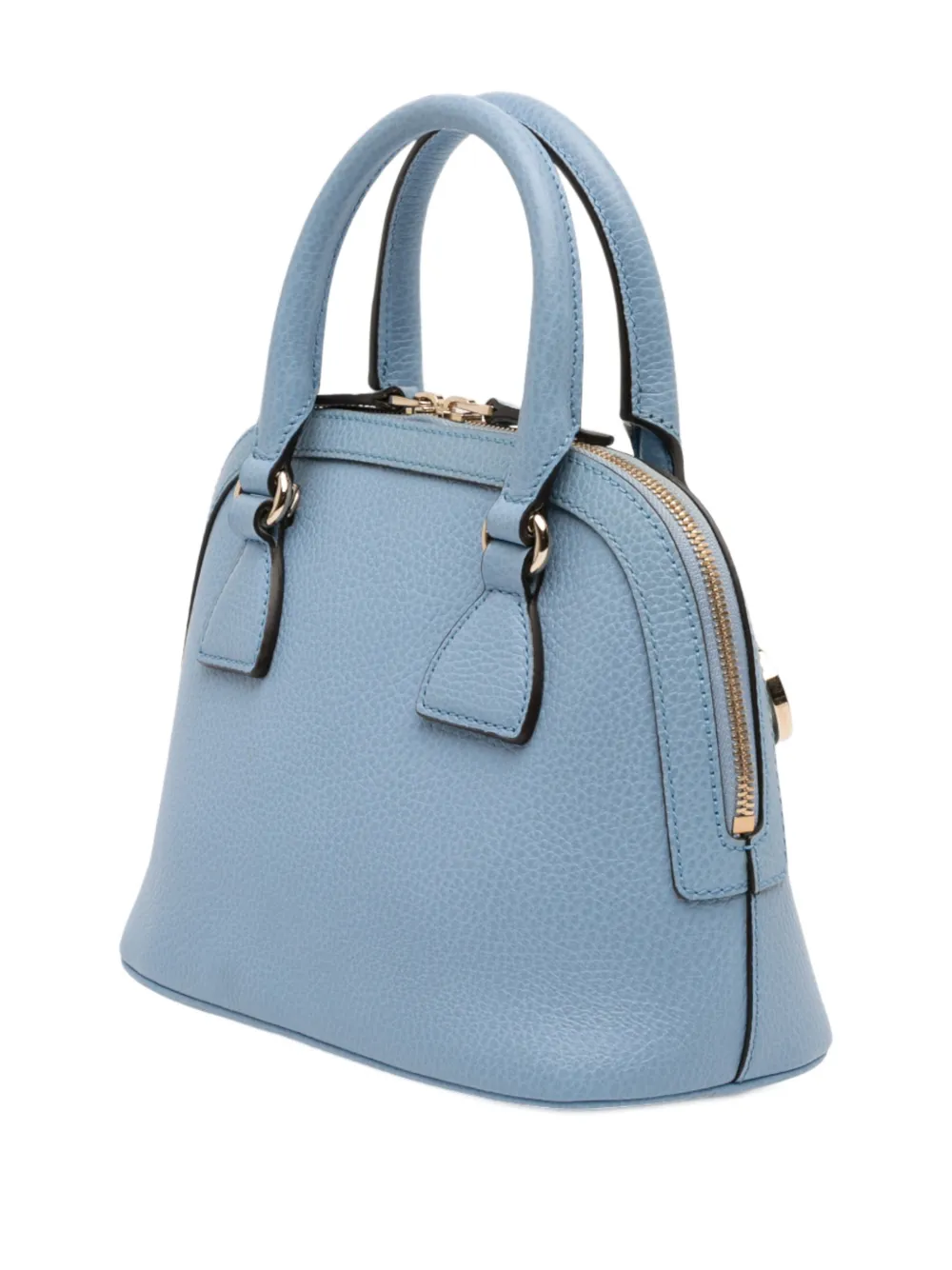 Pre-owned Gucci 2000-2015 Mini Leather Gg Charm Dome Satchel In Blue