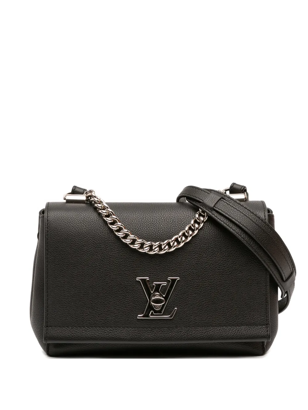 Pre-owned Louis Vuitton 2016 Leather Lockme Ii Bb Satchel In Black