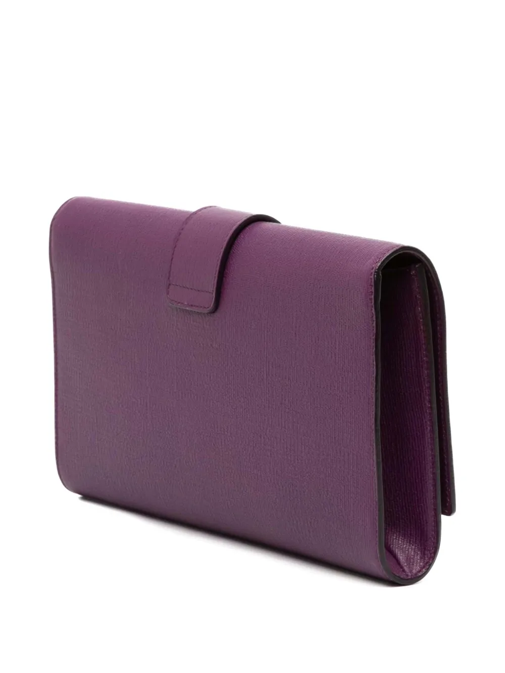 Pre-owned Saint Laurent 2000-2025 Textured Leather Chyc Ligne Clutch Bag In Purple