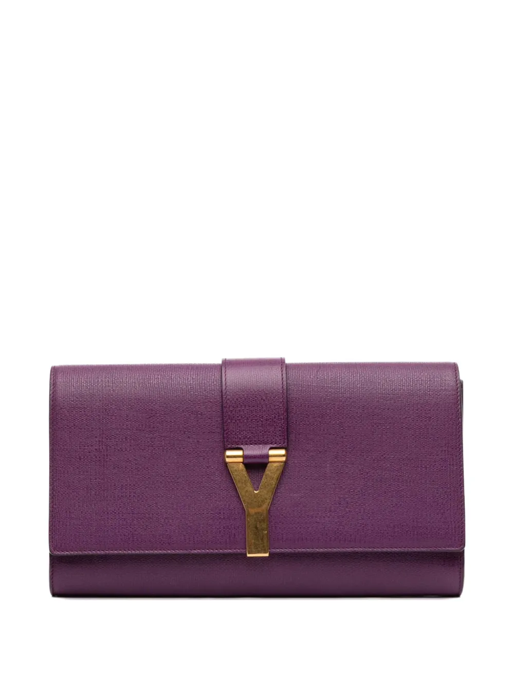 Saint Laurent Pre-Owned Chyc Ligne 纹理皮质手拿包（2000-2025年典藏款） | 紫色 | Image 1