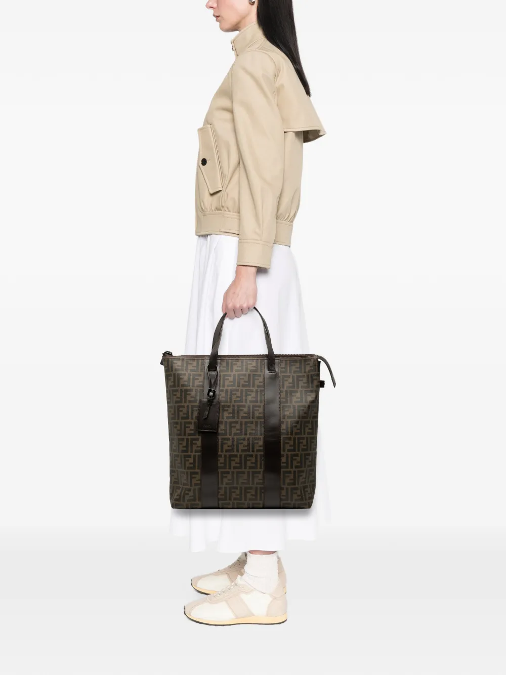 FENDI Pre-owned 2010-2025 Zucca Spalmati Tote Bag In Brown