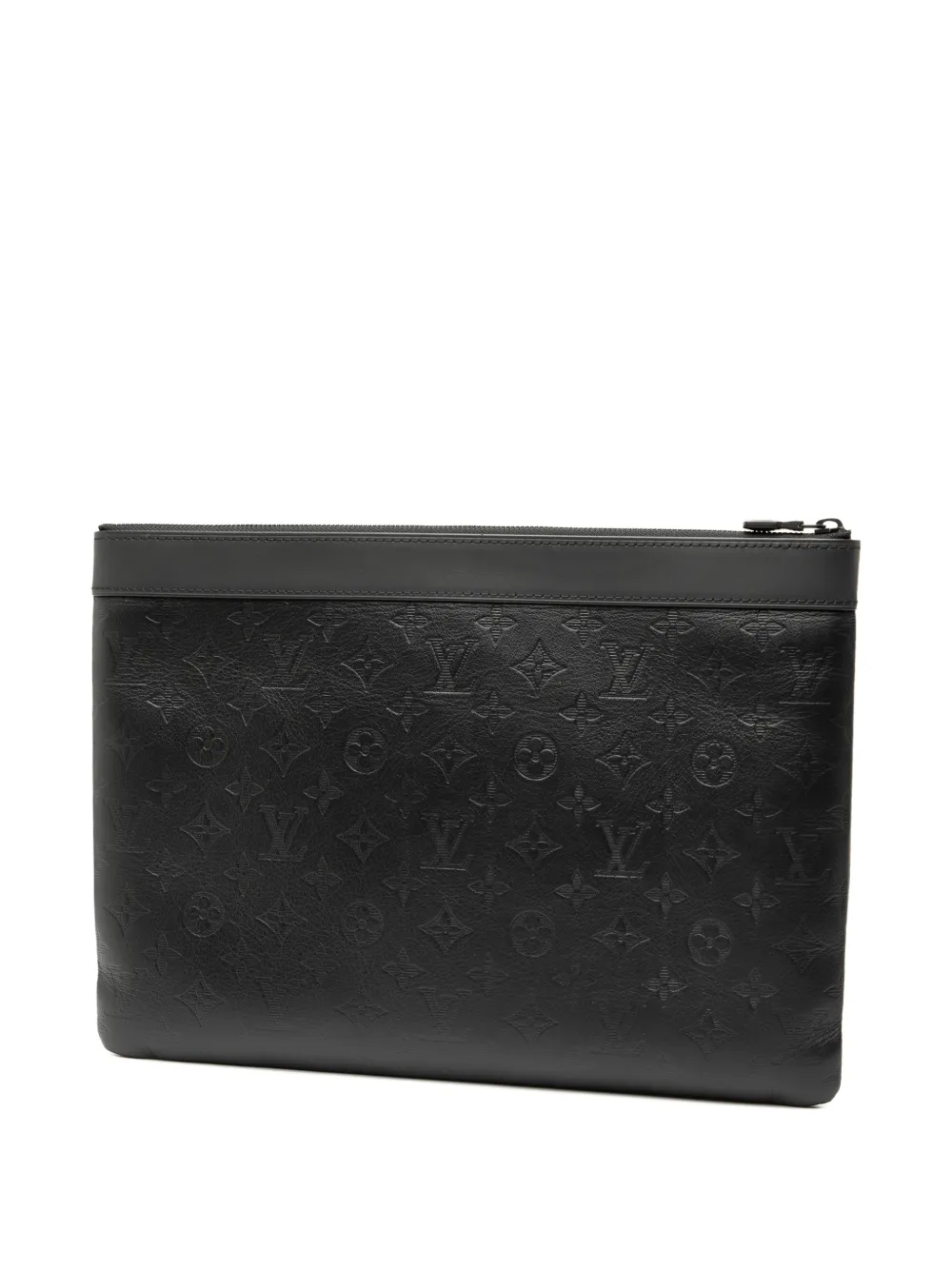 Pre-owned Louis Vuitton 2019 Monogram Shadow Discovery Pochette Clutch Bag In Black