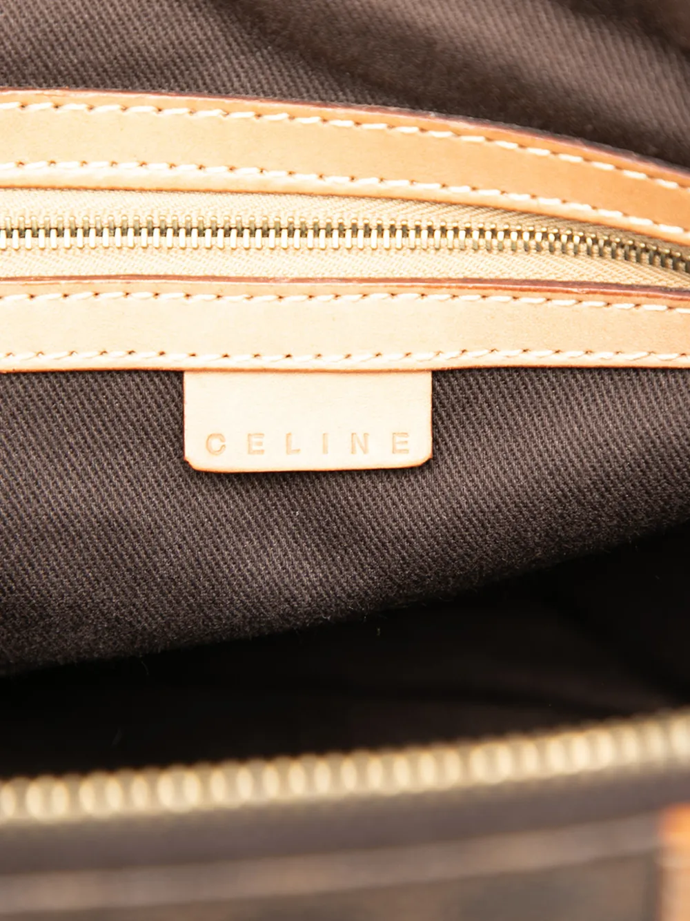 CELINE Pre-owned 2000 Macadam Coated Canvas Dome Satchel In Brown