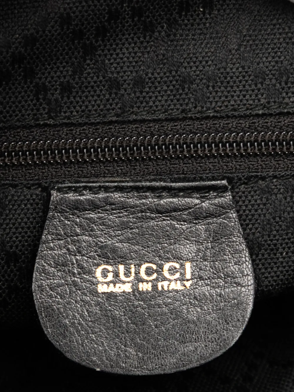 Pre-owned Gucci 20th Century Leather Bamboo Drawstring Backpack In Black
