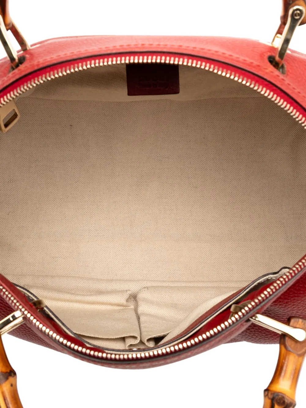 Pre-owned Gucci 2000-2015 Medium Calfskin Bamboo Shopper Boston Bag Satchel In Red