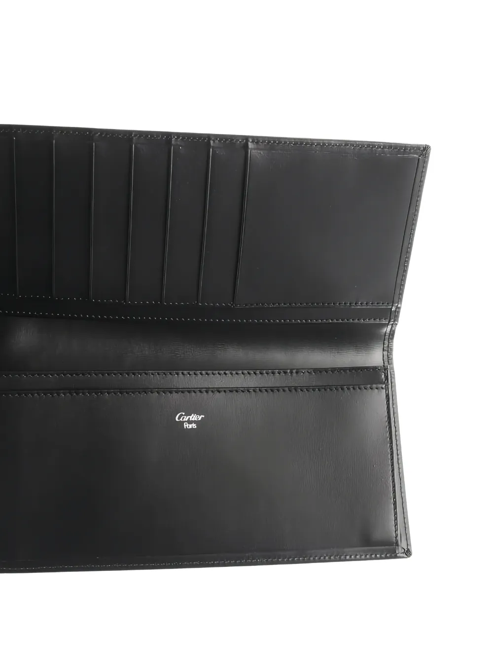 Pre-owned Cartier 2010s Pasha Bi-fold Leather Long Wallet In Black