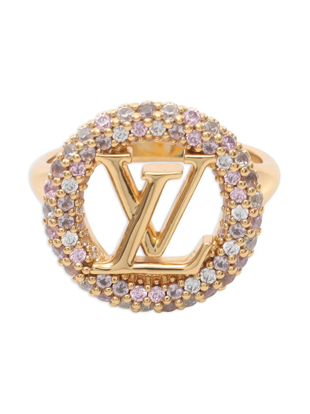 LOUIS VUITTON Pre-owned 2023 Louise Tresor Rhinestone Ring In Gold