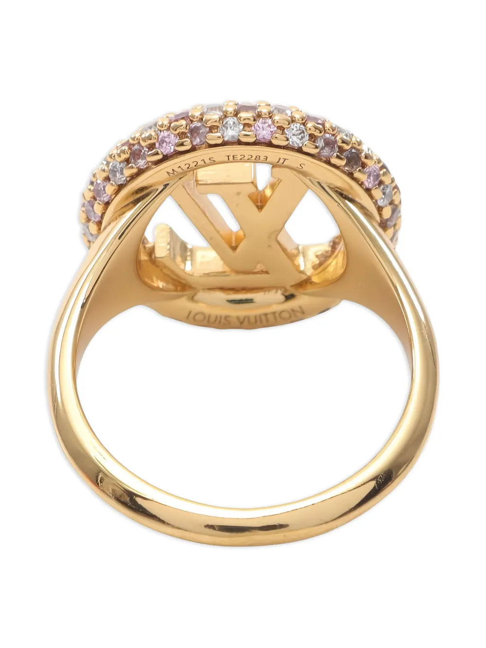LOUIS VUITTON Pre-owned 2023 Louise Tresor Rhinestone Ring In Gold