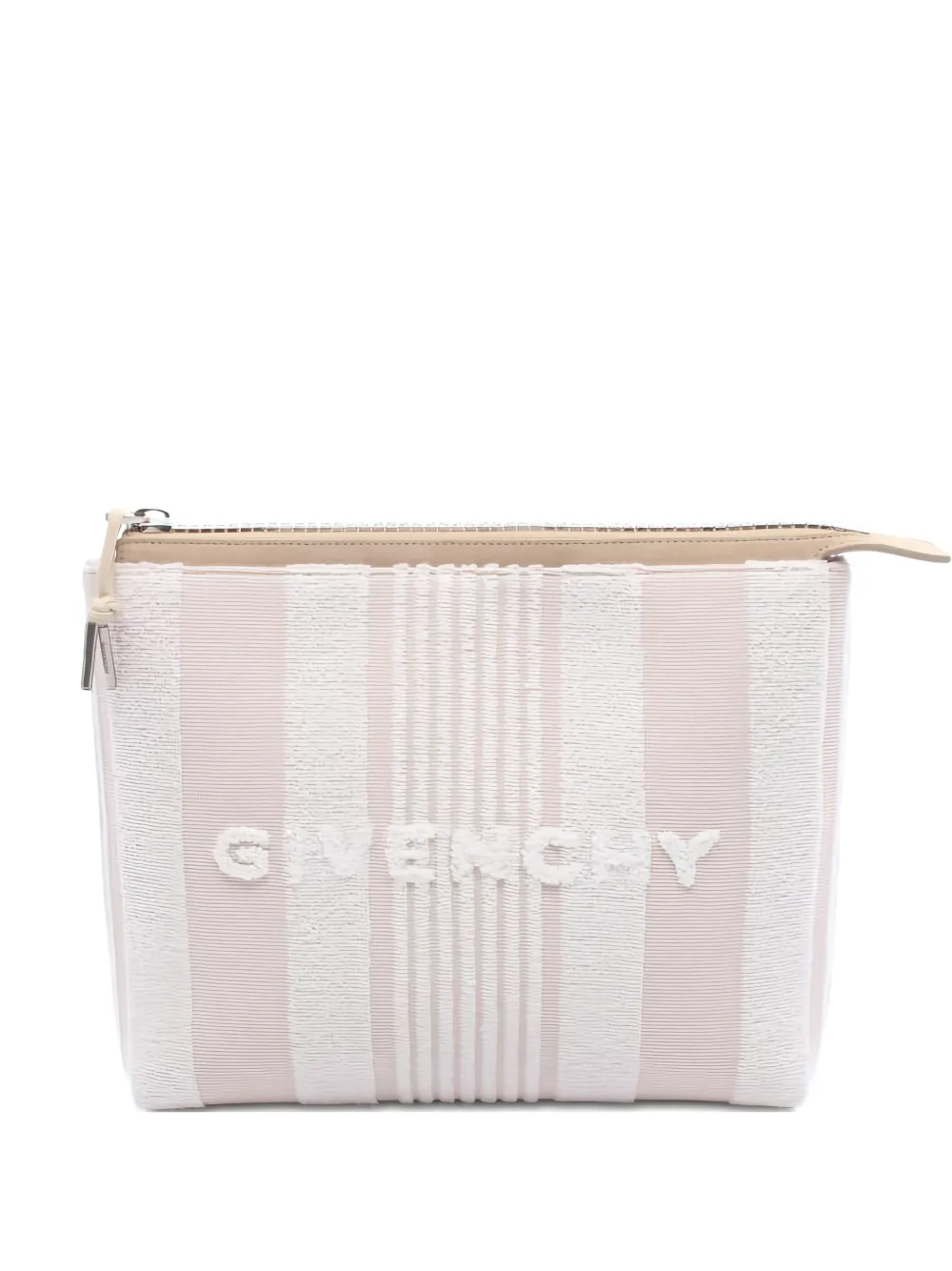 Pre-owned Givenchy 2010s Logo Striped Clutch Bag In Neutral
