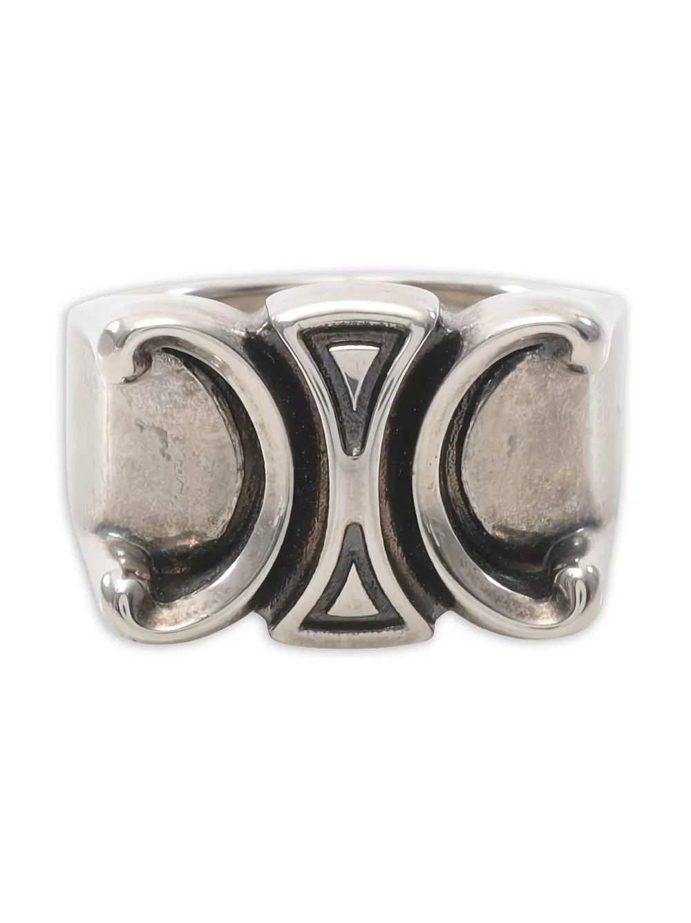 Pre-owned Celine 2010s Chunky Triomphe Ring In Silver